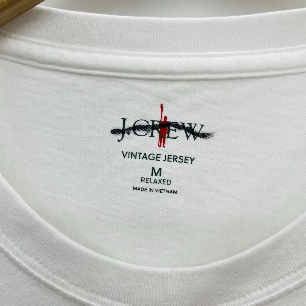 J Crew Mens Medium Relaxed‎ Volleyball Vintage-Wash Cotton Graphic T-shirt 2395